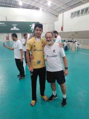 Abel com o técnico da Seleção Brasileira de Handebol, Washington Nunes
