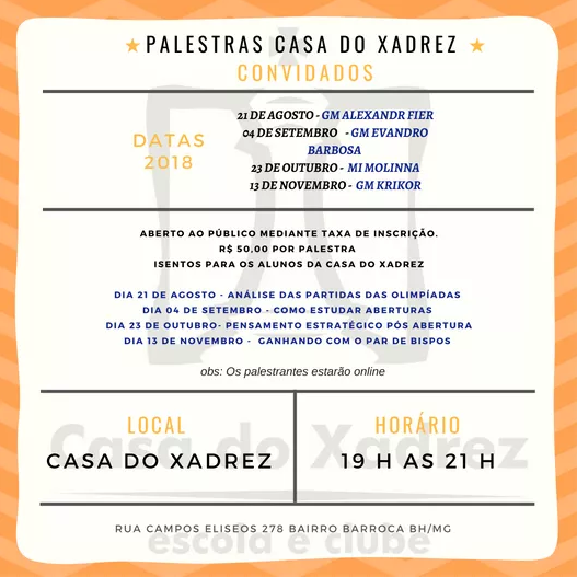 Palestras sobre Xadrez  Observatório do Esporte de Minas Gerais