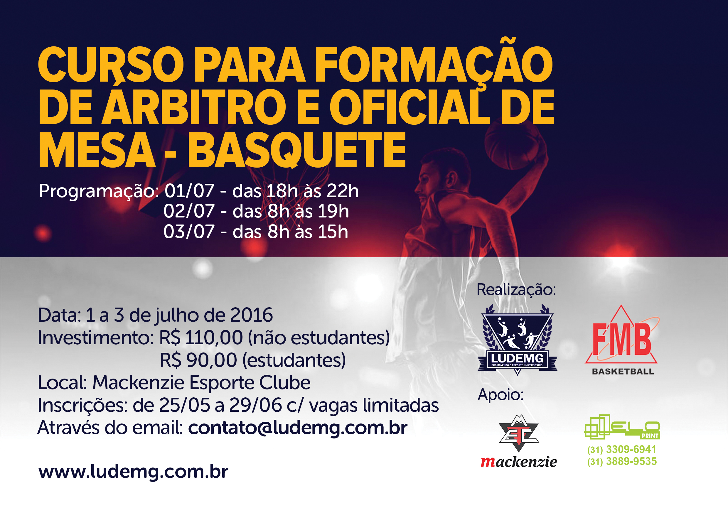 OPORTUNIDADE – Curso de Formação de Árbitros de Basquete