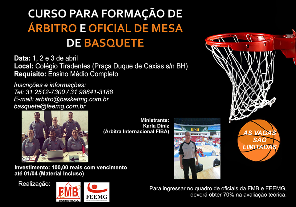 OPORTUNIDADE – Curso de Formação de Árbitros de Basquete