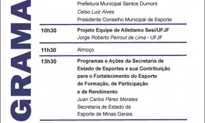 29/04 Inscrições abertas para Fórum de Políticas Públicas Esportivas em Santos Dumont.