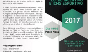 Seminário sobre Lei de Incentivo e ICMS Esportivo em Ponte Nova